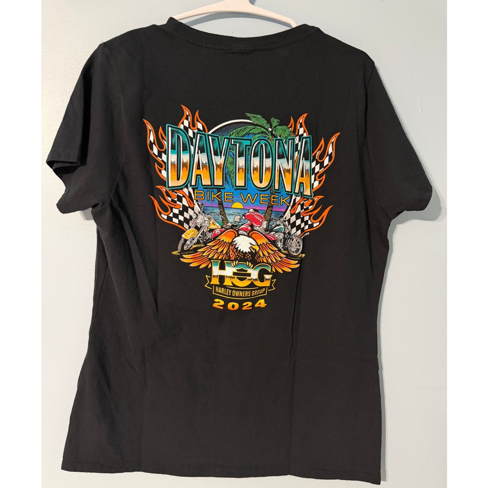 Harley Davidson Mens L Hog Daytona Bike Week 2024 Black Graphic TShirt 0658